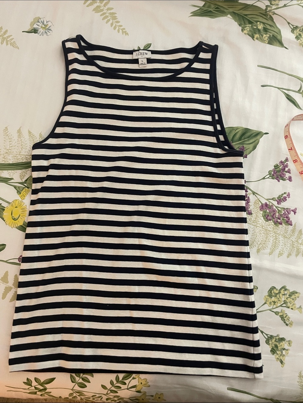 J. Crew Navy and White Striped Crewneck Tank